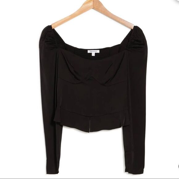 GOOD American long Sleeve Corset Top In Black Fits XL NWT NWOT - Picture 2 of 9